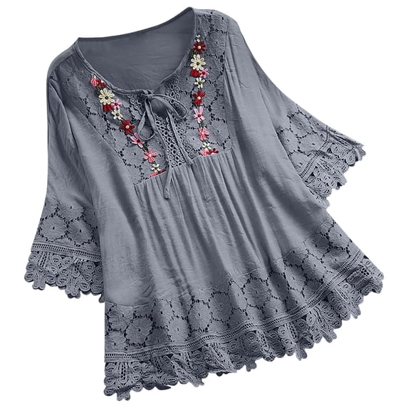 JINMGG Womens Tops under $5 Fashion Women Summer Casual Tops V-Neck Bandage Short Sleeve T-Shirts Blouse Gray-FashionTop XXL