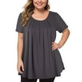 thumbnail image 1 of JINMGG Womens Tops Clearance under $5 Plus-Size Fashion Woman O-Neck Short Sleeve Tops T-Shirt Solid Loose Short Gray XXXXL, 1 of 7
