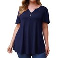 thumbnail image 1 of JINMGG Womens Tops under $5 Plus Size Women Clothing Solid T-Shirt Button Short Sleeve V-Neck Tops Navy XL, 1 of 6