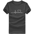 thumbnail image 1 of JINMGG Womens Tops Clearance under $5 Unisex T-Shirt Printed Pattern Casual Fashion Soild Color Short Sleeve Tops Gray M, 1 of 8