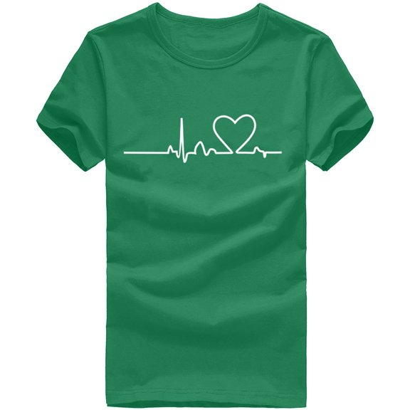 JINMGG Womens Tops under $5 Unisex T-Shirt Printed Pattern Casual Fashion Soild Color Short Sleeve Tops Green L