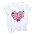 thumbnail image 1 of JINMGG Womens Tops under $5 Valentine's Day Love Heart Floral Soft Printed Short Sleeves Shirts Top Blouses Pink L, 1 of 2