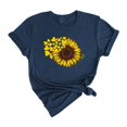 thumbnail image 1 of JINMGG Womens Tops Clearance under $5 Women Tie-dye Fashion Printed Sunflower Colorful Short Sleeves Blouse Tops Blue L, 1 of 5