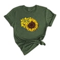 thumbnail image 1 of Omexry Womens Tops under $5 Women Tie-dye Fashion Printed Sunflower Colorful Short Sleeves Blouse Tops Green M, 1 of 5