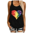 thumbnail image 1 of JINMGG Womens Tops under $5 Women's Casual Fashion Loose Round Neck Colorful Love Print Undershirt Tops Black XL, 1 of 4