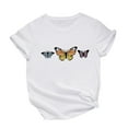 thumbnail image 1 of JINMGG Womens Tops under $5 Women's Fashion Casual Loose Butterfly Print Round Neck Top T-Shirt White XL, 1 of 3
