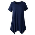 thumbnail image 1 of JINMGG Womens Tops under $5 Women's Fashion Casual Summer Solid Color Short Sleeve Round Neck Top Blouse Navy XL, 1 of 6