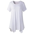 thumbnail image 1 of JINMGG Womens Tops under $5 Women's Fashion Casual Summer Solid Color Short Sleeve Round Neck Top Blouse White S, 1 of 6