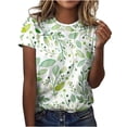 thumbnail image 1 of Omexry Womens Tops under $5 Women's Fashion Tops Printe Casual Loose Fit Tee Shirts Blouse Print Round-neck Shirt Green L, 1 of 5