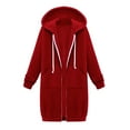 thumbnail image 1 of JINMGG Womens Tops Winter Coats for Women,Women's Long Hoodie, Women's Winter Sweater Mid Length Plus Size Loose Zip Sweatshirt, 1 of 1
