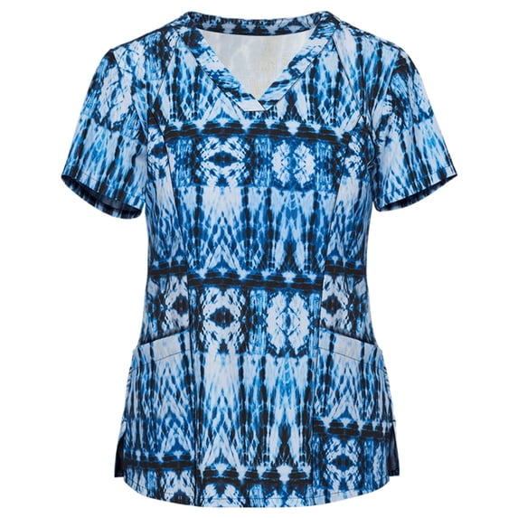 JINMGG Womens Tops,Women Short Sleeve V-neck Tops Working Uniform Blouse Blue XXL