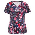 thumbnail image 1 of JINMGG Womens Tops,Women Short Sleeve V-neck Tops Working Uniform Blouse Red M, 1 of 4