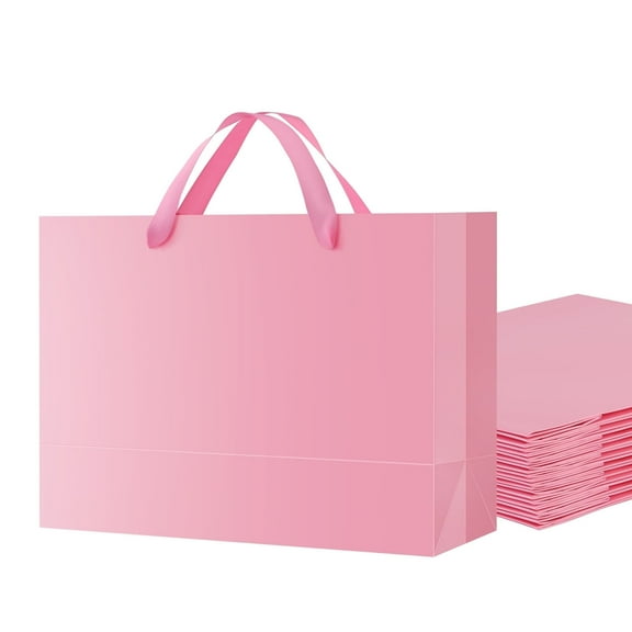 JINMING 12 Count Pink Extra Large Gift Bags, 16x6x12 inches, Extra Large Paper Bags with Handles