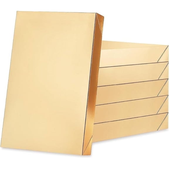 JINMING 6 Gift Boxes with Lids 11x8.5x1.5 inches Gold Shirt Boxes Gift Boxes for Clothes Gift Wrap Boxes (Grain Texture Gold)
