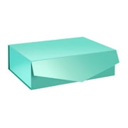 JINMING Large Gift Box, Bridesmaid Proposal Box, Sturdy Storage Box, 14x9.5x4.5 inches (Glossy Metallic Blue)