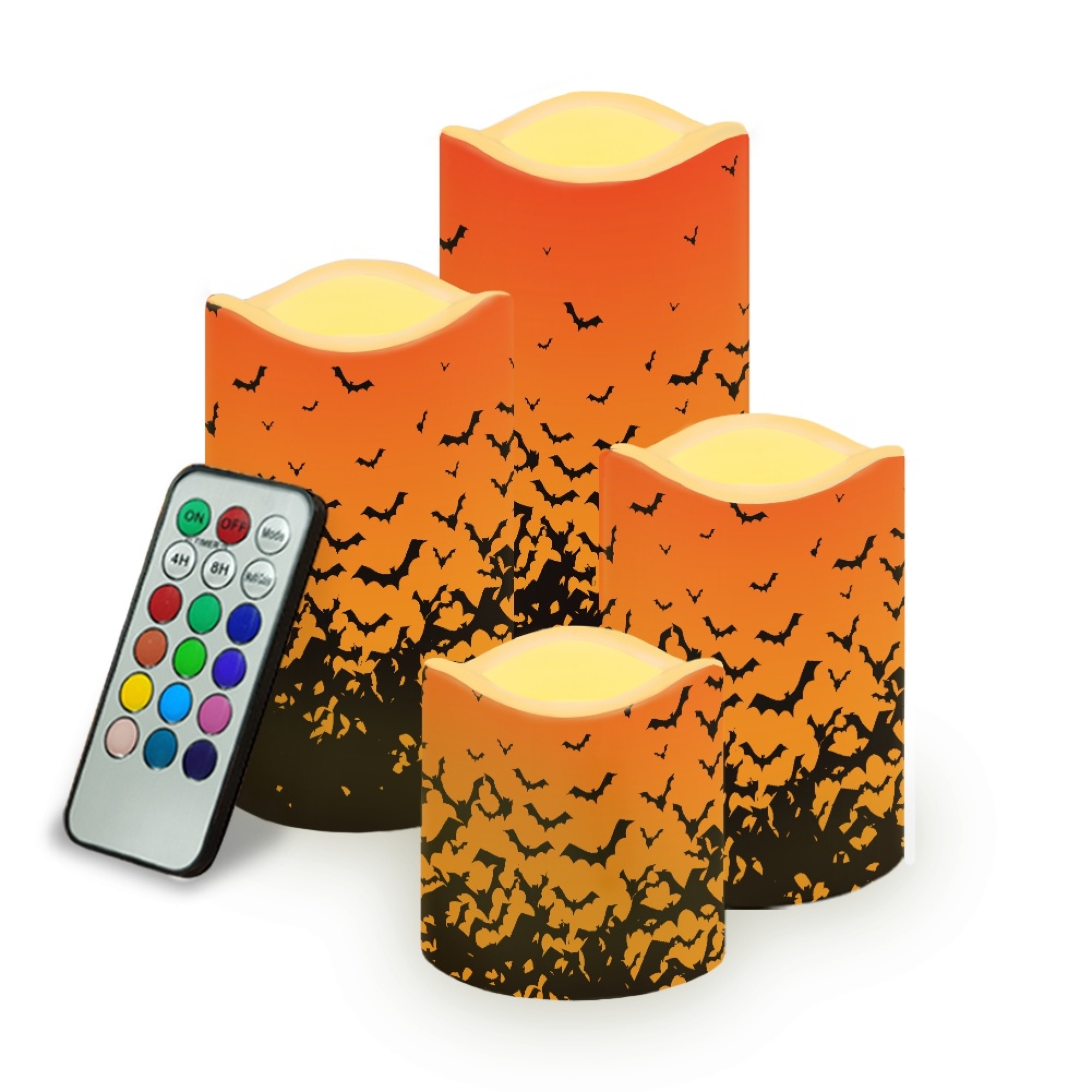 JINMUZAO Bat Pattern Outdoor Waterproof Flameless Candles Battery Operated LED Pillar Candles
