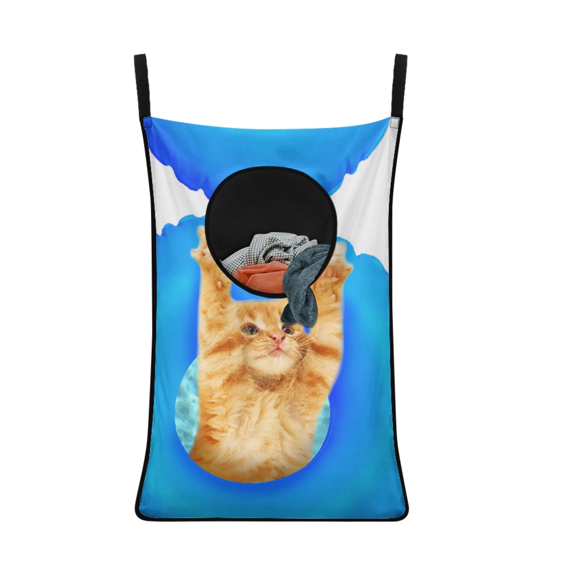 JINMUZAO Cat Hanging Laundry Hamper with Over Door Hooks Space Saving