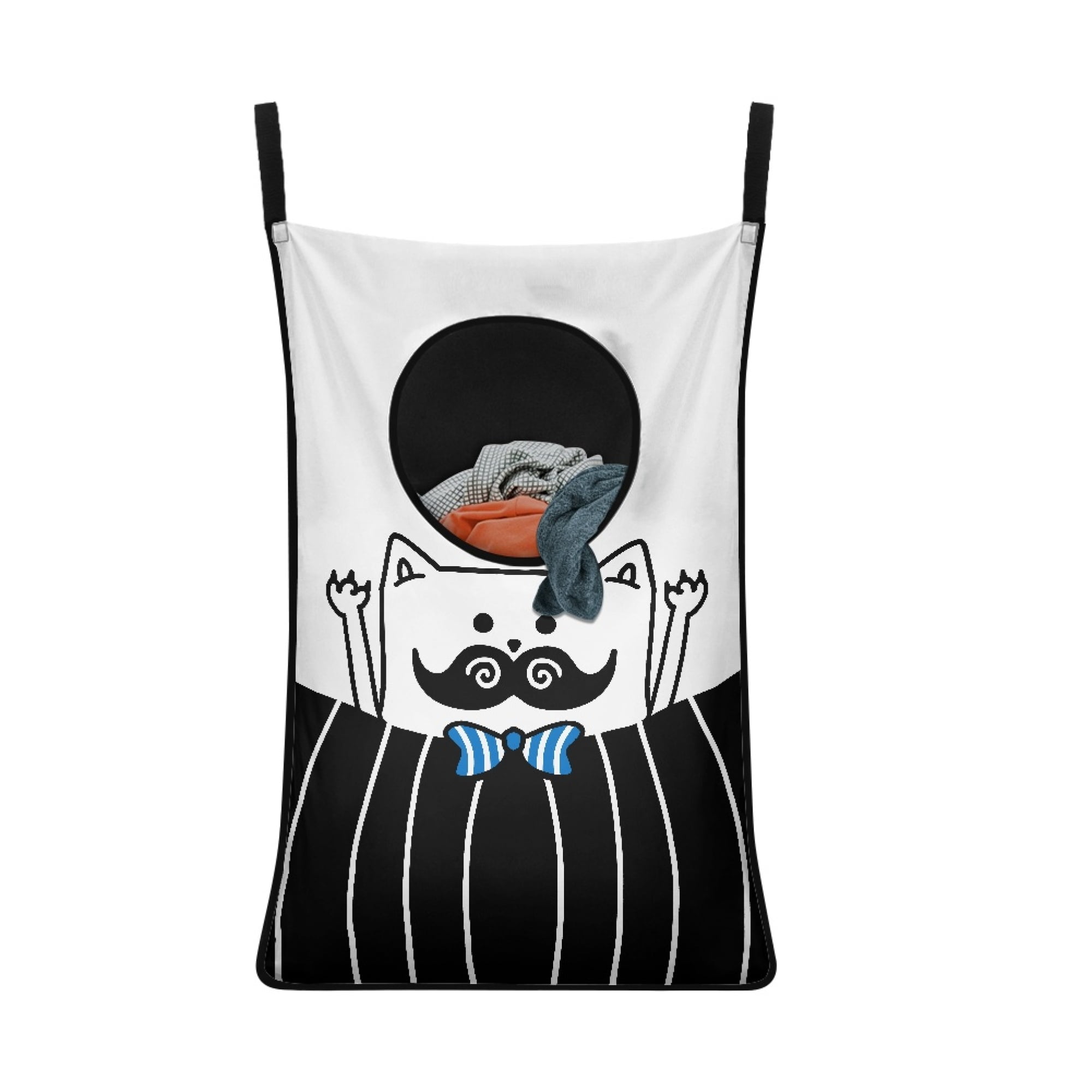 JINMUZAO Cat Hanging Laundry Hamper with Over Door Hooks Space Saving