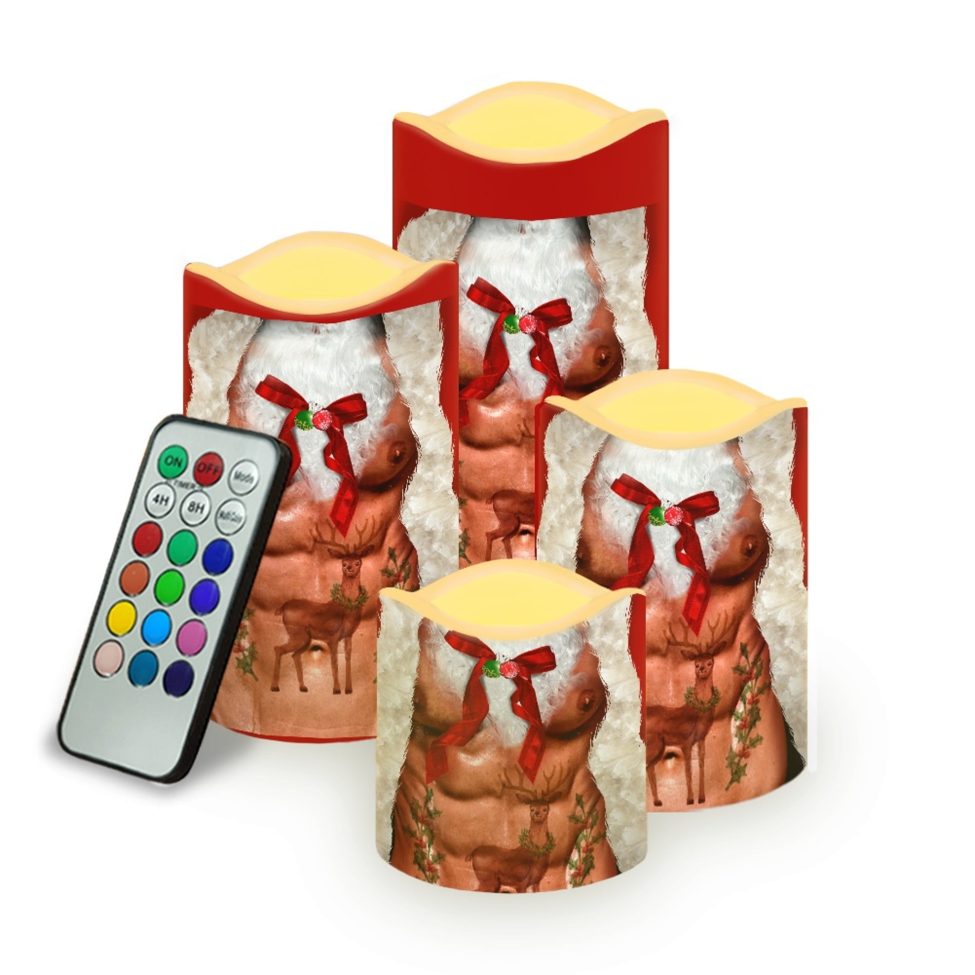 JINMUZAO Christmas Flameless Candles Battery Operated with Timer, Remote Control Christmas