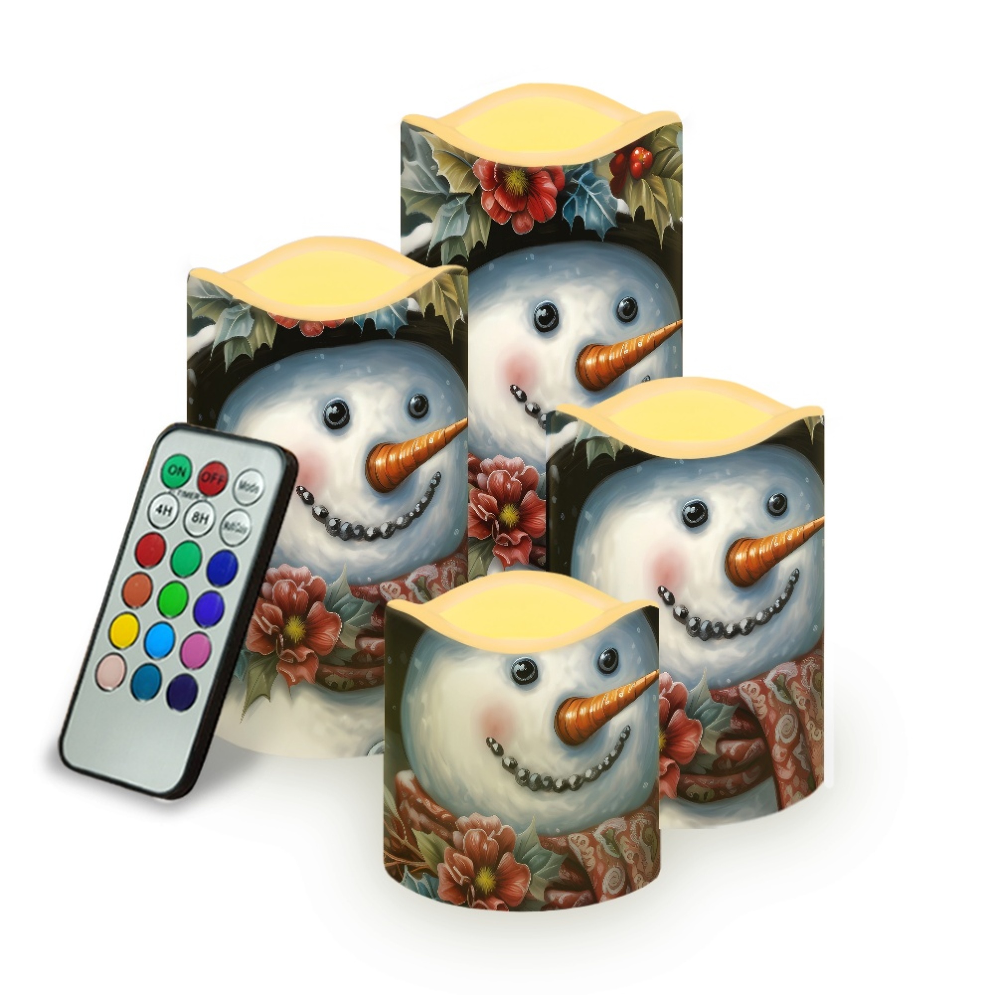 JINMUZAO Christmas Flameless Candles Battery Operated with Timer, Remote Control Christmas