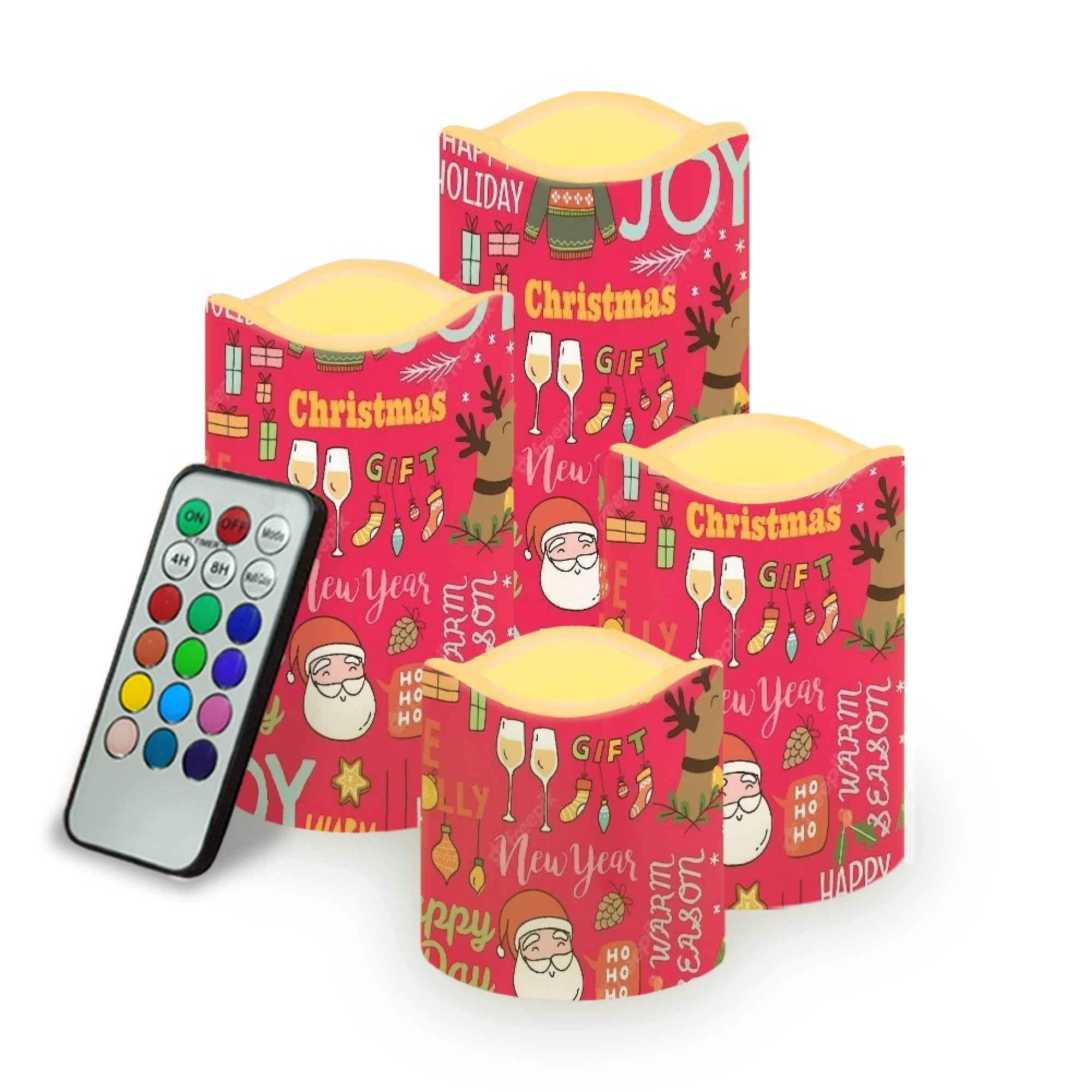 JINMUZAO Christmas Flameless Candles Battery Operated with Timer, Remote Control Christmas