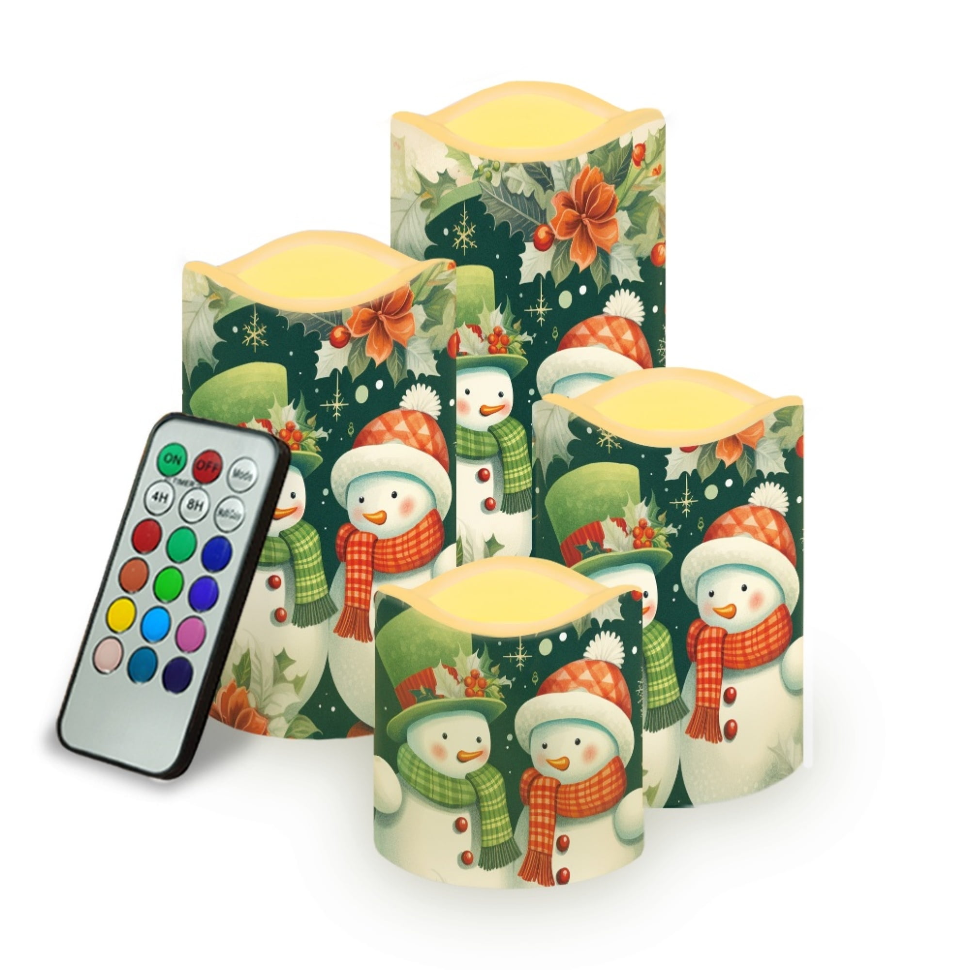 JINMUZAO Christmas Flameless Candles with Remote, 4 Pack Led Candles