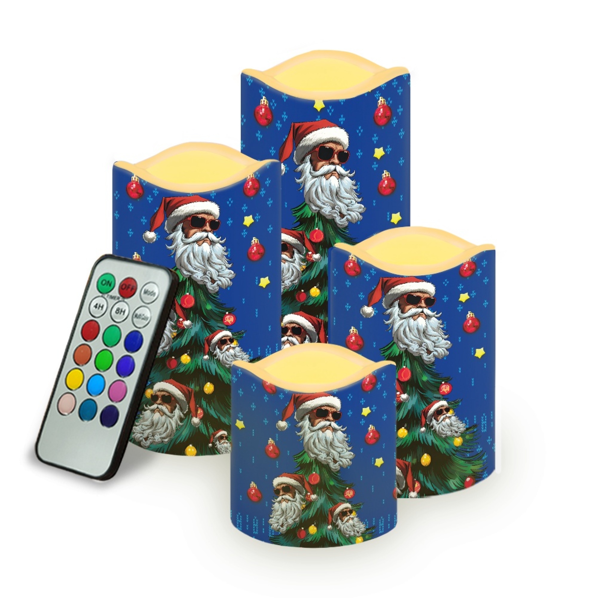 JINMUZAO Christmas Flameless Candles with Remote, 4 Pack Led Candles