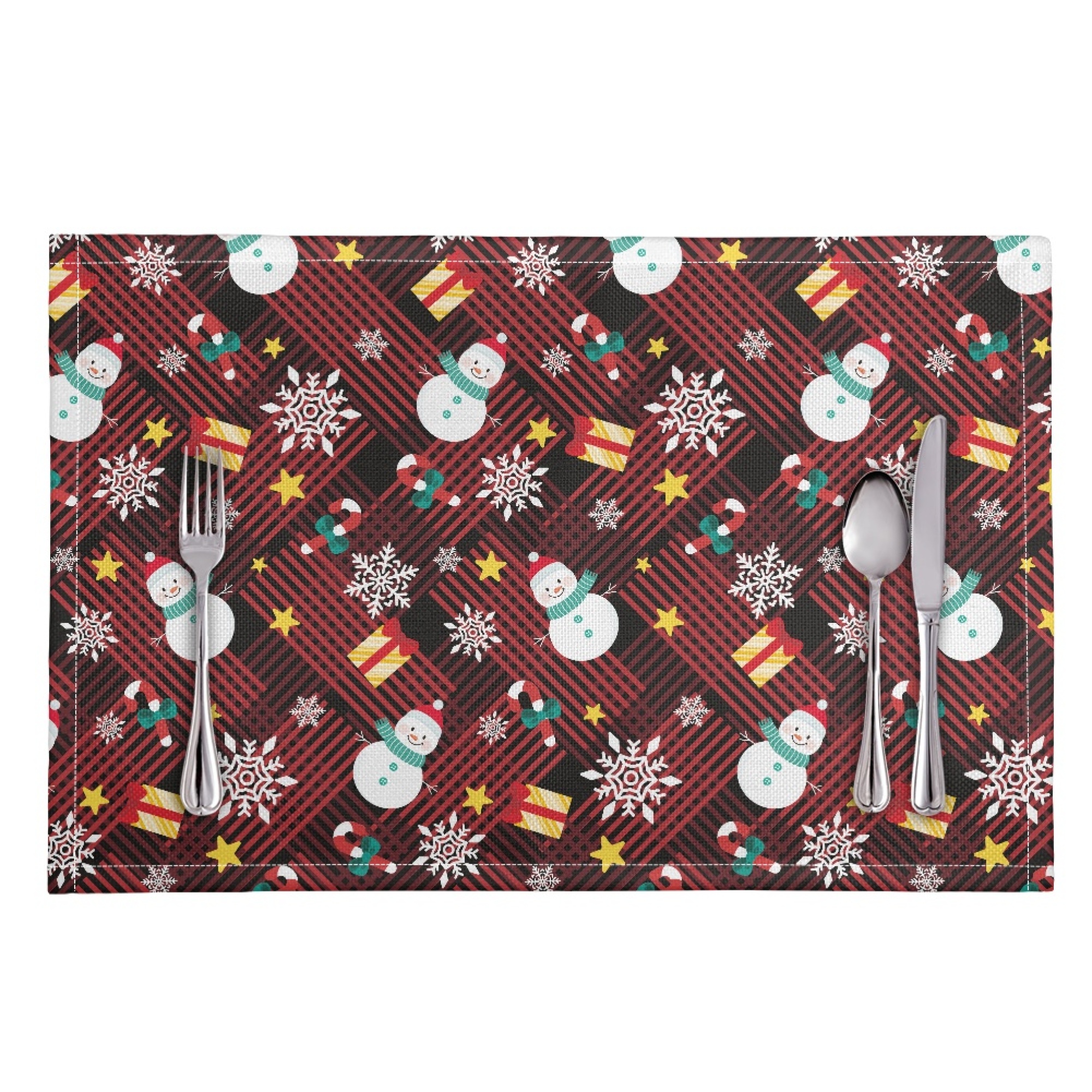JINMUZAO Christmas Pattern Placemats Set of 6 Dining Table Place Mats