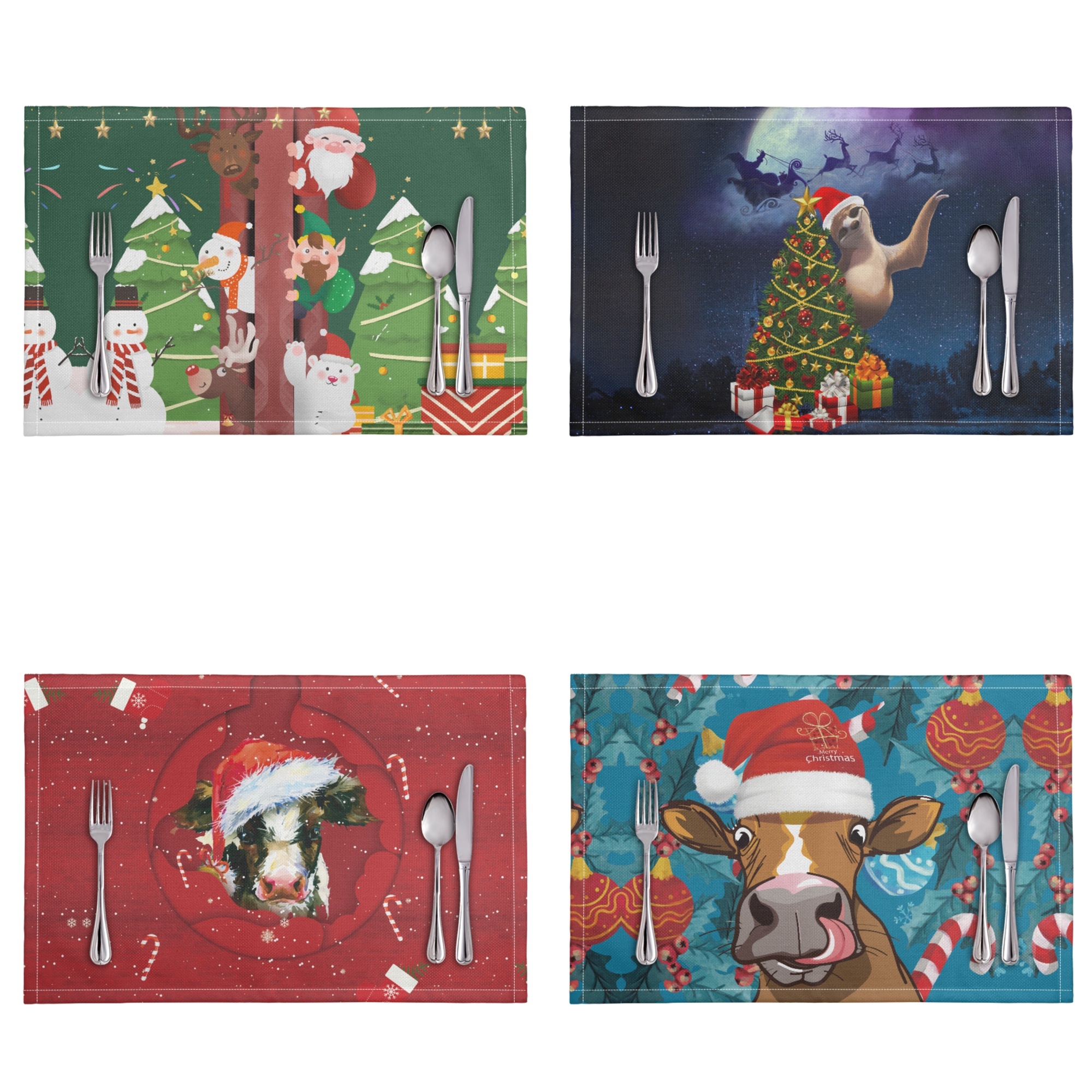JINMUZAO Christmas Print Placemats EasytoClean Placemats Place