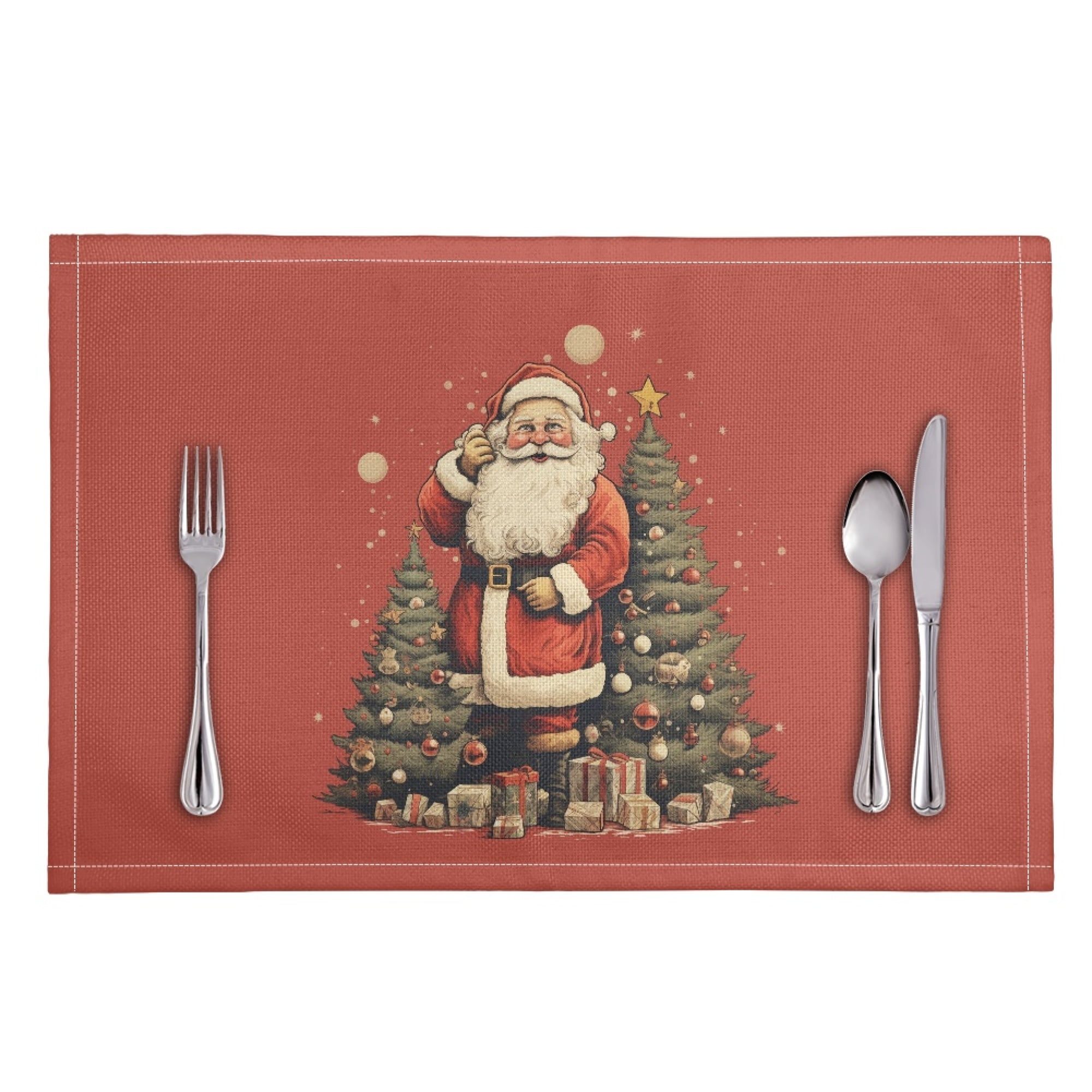 JINMUZAO Christmas Print Placemats Table Mats Placemat Set of 6 Easy to