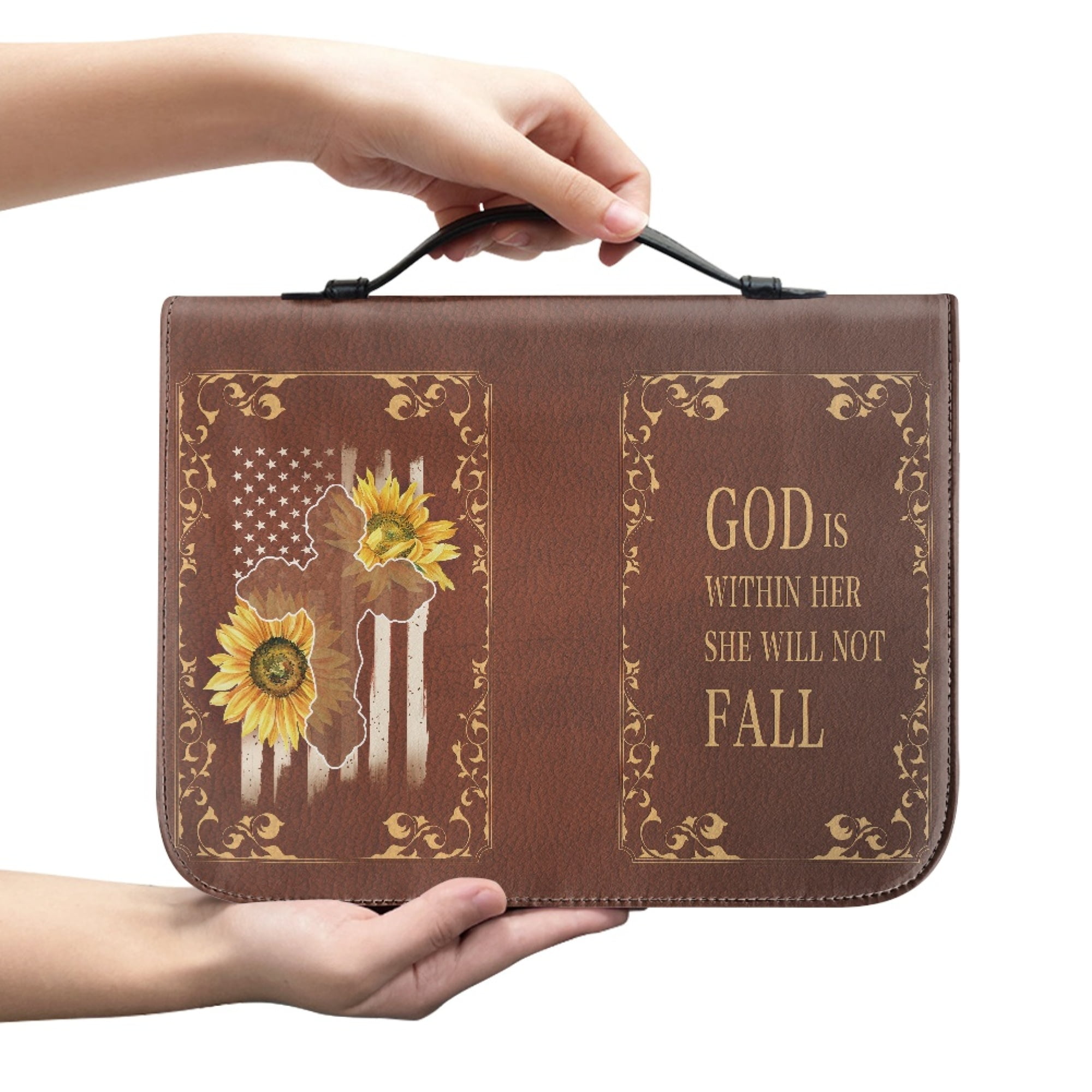 JINMUZAO Flower Print Bible Bag for Boy and Girl Zipper Bible Cases