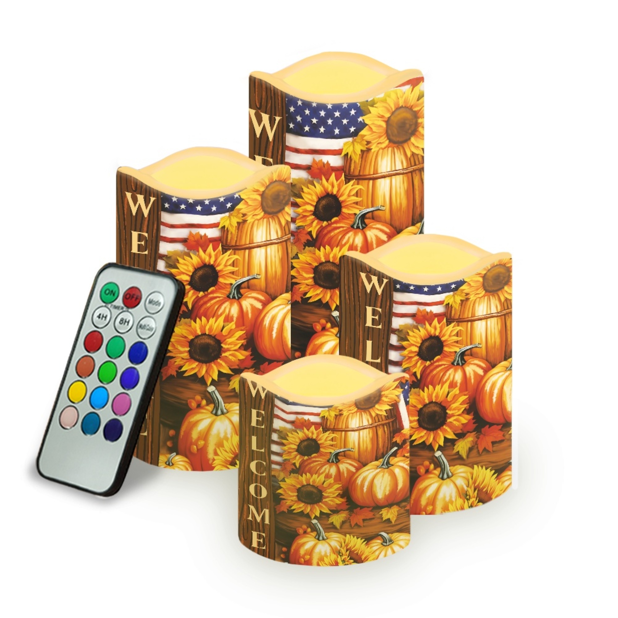 JINMUZAO HalloweenPumpkin Trendy Flameless Candles Battery Operated