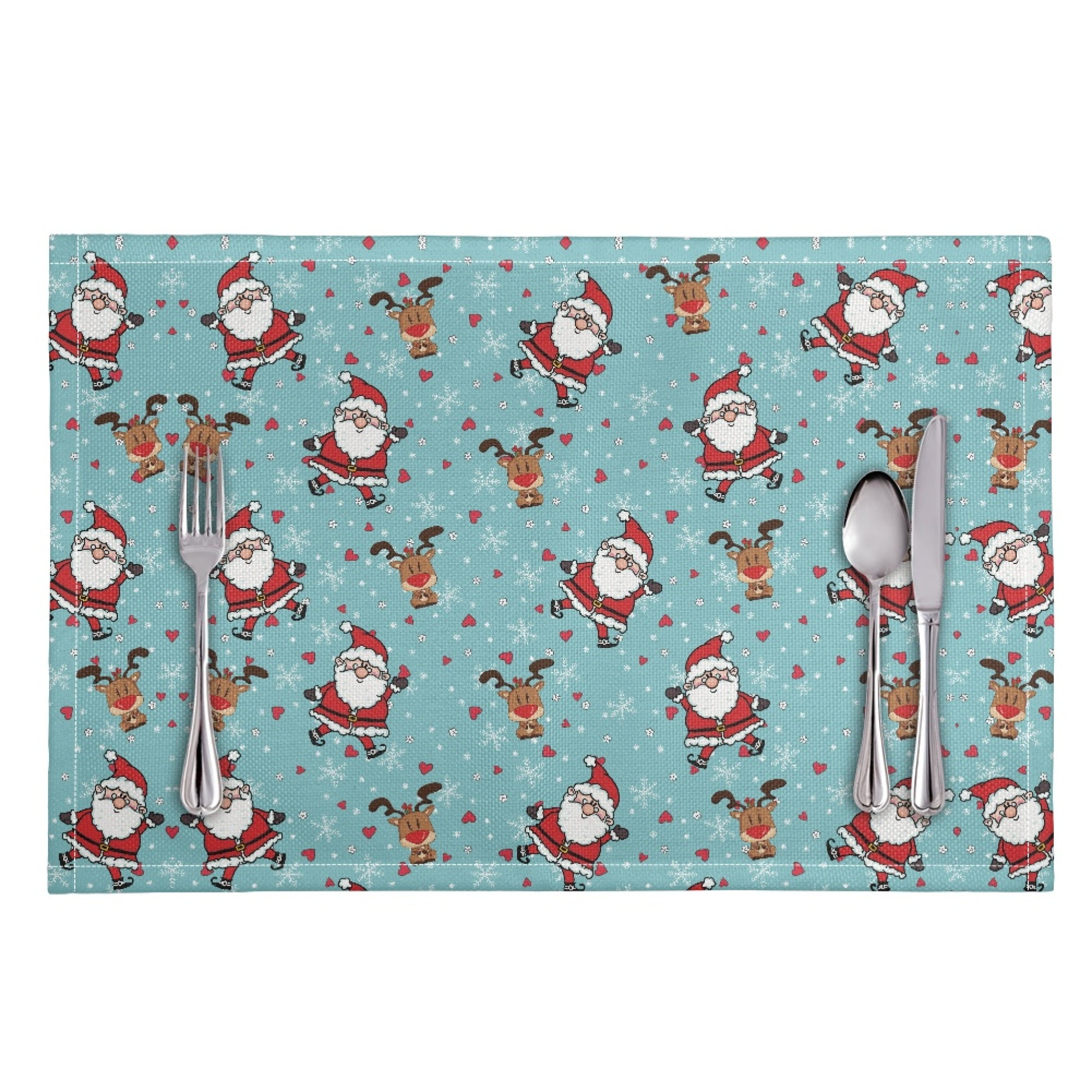 JINMUZAO Santa Claus Placemats for Dining Table Halloween Table Mats