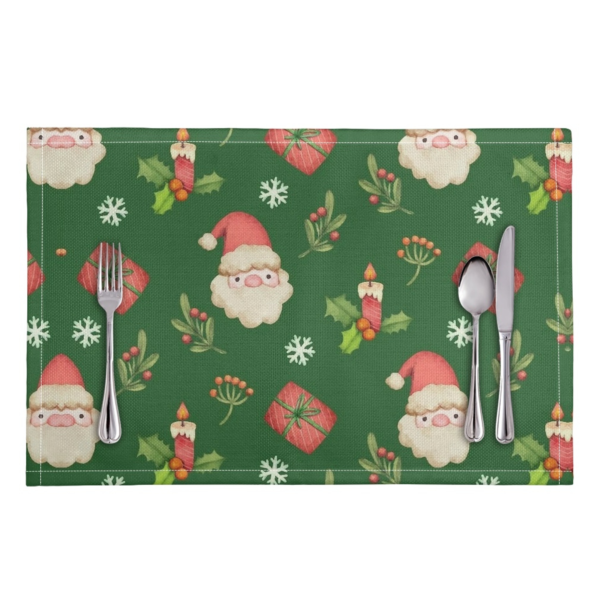 JINMUZAO Santa Claus Print Placemats EasytoClean Placemats Place