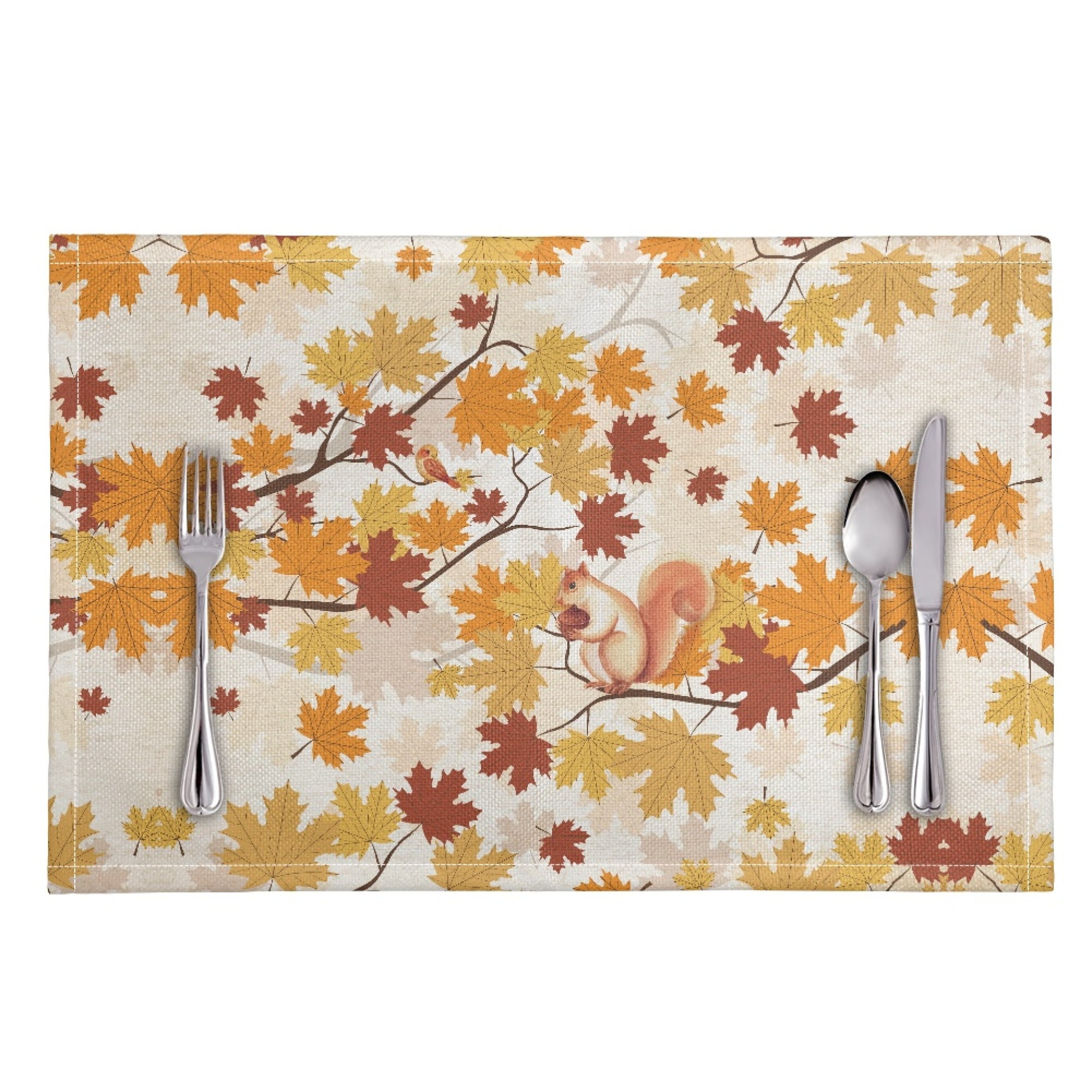 JINMUZAO Squirrel Placemats for Dining Table Halloween Table Mats Set