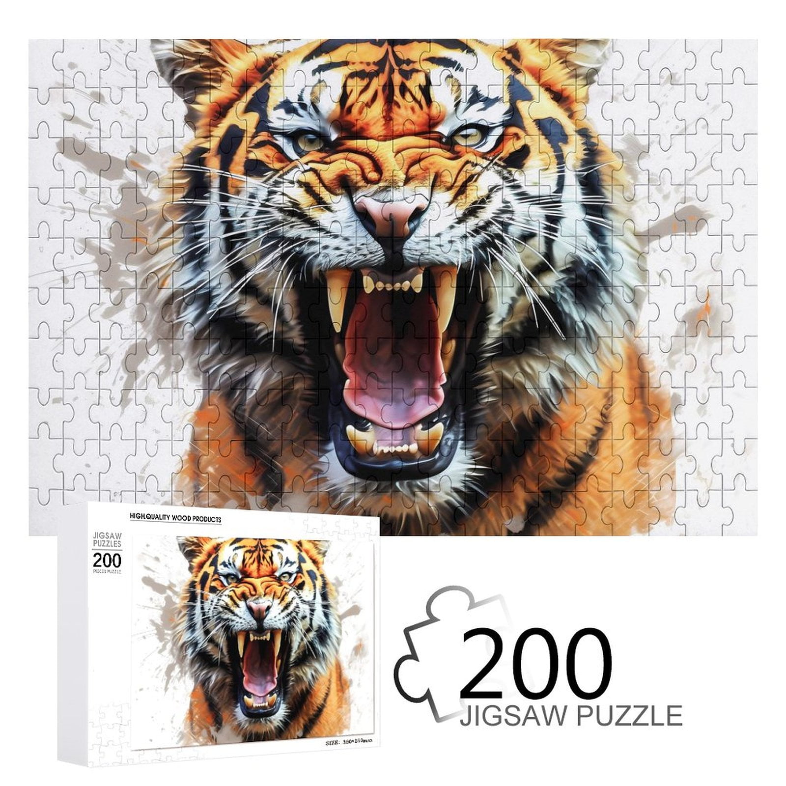 JINMUZAO Tiger Pattern 200 Piece Large Pieces Jigsaw Puzzle for Adults Every Piece is Unique