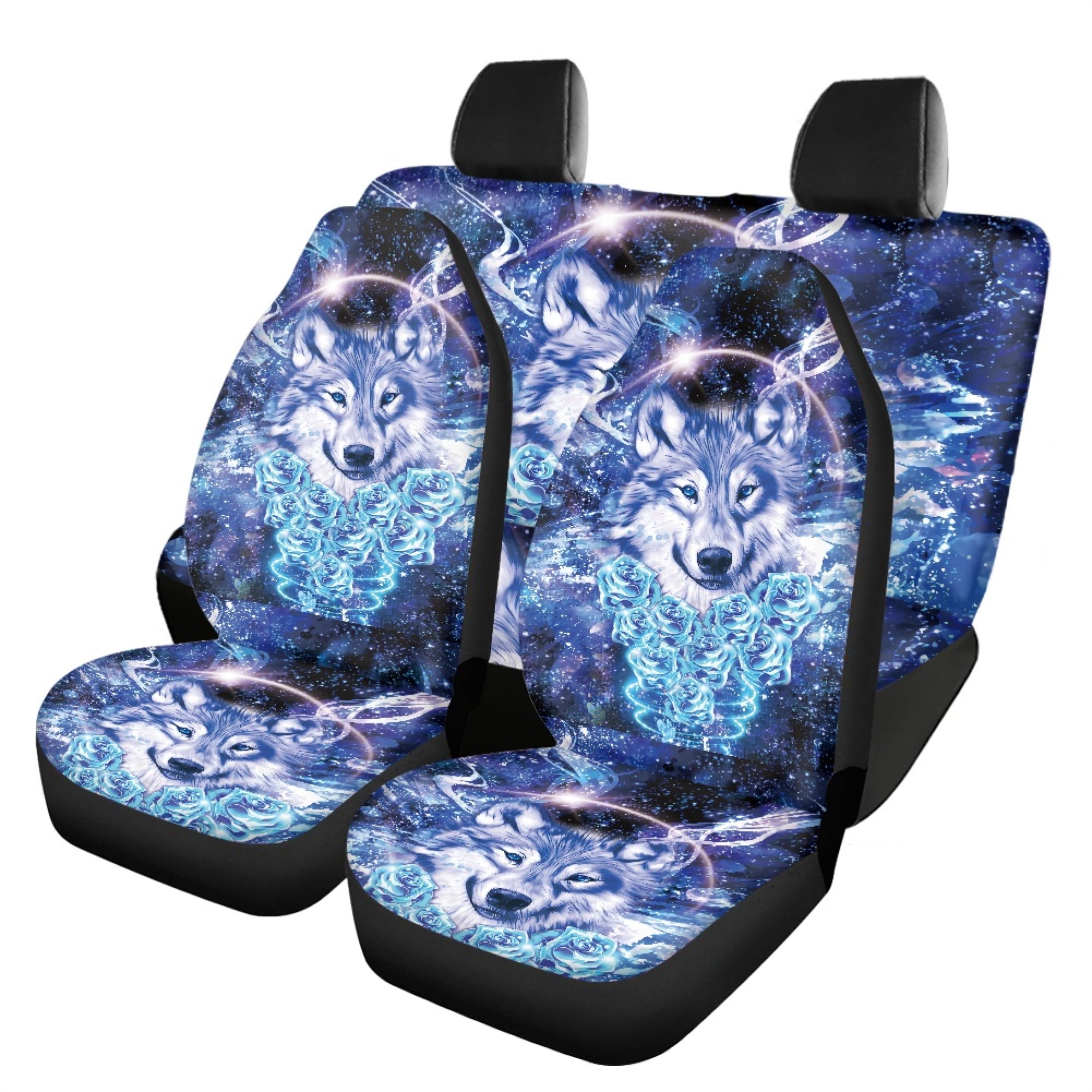 JINMUZAO Wolf Car Seat Covers 3 Pieces, Full Set Universal Seat Covers