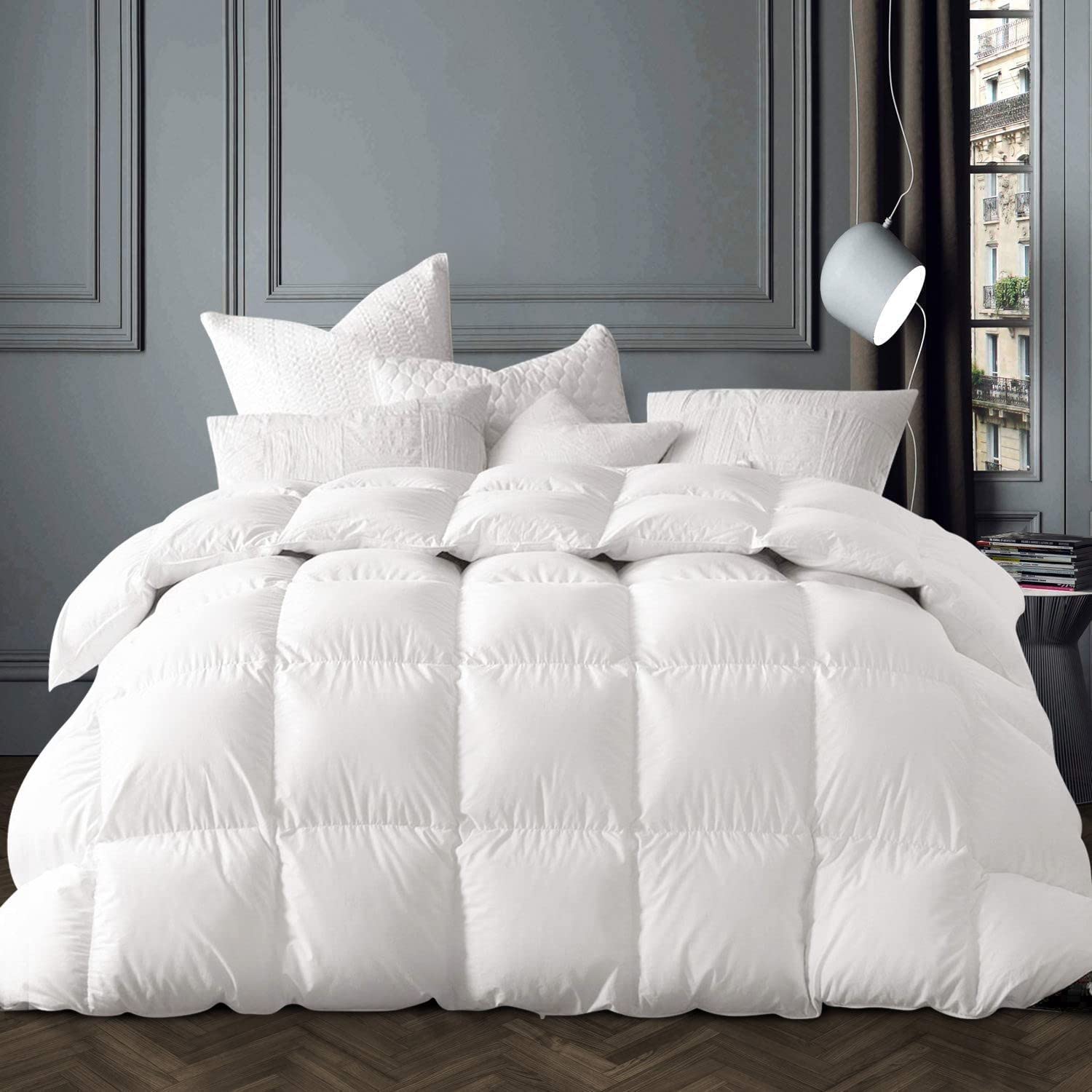 JINNA Winter White Goose Down Comforter Queen Size,Down Duvet Insert