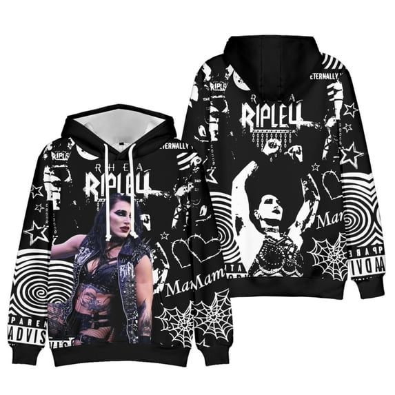 JINQUANRUN Rhea Ripley Hooded sweatshirt unisex long sleeved retro casual pullover hooded sportswear