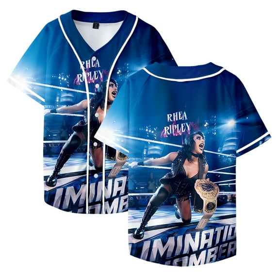 JINQUANRUN Rhea Ripley Merch Short baseball shirt casual summer trend short sleeved fashionable shirt for fans of both men and women
