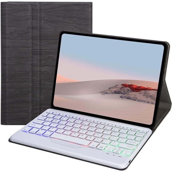 JINRAN Backlit Keyboard Case for Microsoft Surface Go 3 10.5" /Go 2 2020 10.5" /Go 2018 10", 7-Color Backlit Wireless Detachable Keyboard, Slim Lightweight Stand Cover, Thin, Light & Protective,Black