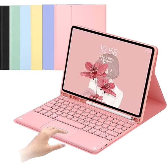 JINRAN IPad 5 iPad 6 Air2 Keyboard case with trackpad Cute Color Keyboard Ultra-Thin Removable Bluetooth Smart Keyboard Cover for iPad 5th /6th Generation 9.7 inch