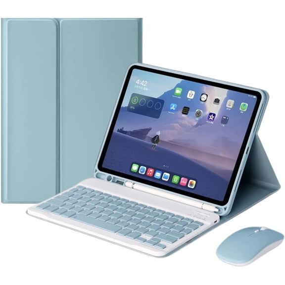 JINRAN IPad Air 5th/4th Generation Keyboard Case with Mouse, iPad Air 5/Air 4 10.9 inch Case with Keyboard and Mouse, Candy Detachable Magnetic Keyboard Protective Cover with Pencil Holder