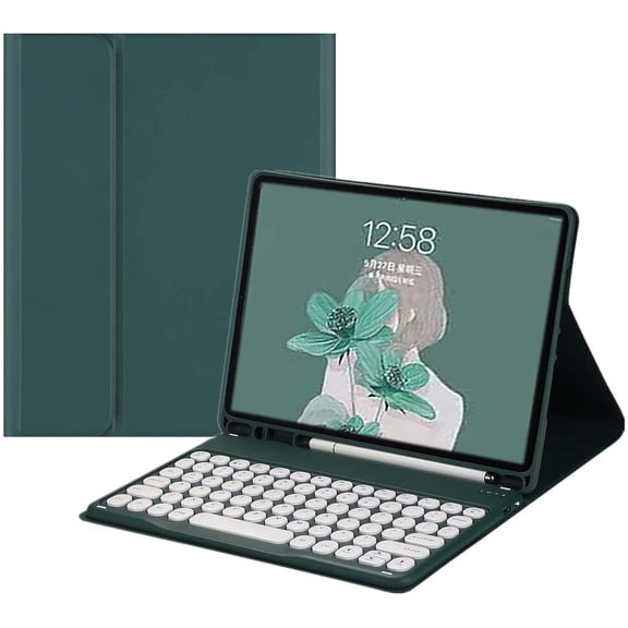 JINRAN IPad Mini 5th Generation Mini 4 7.9 inch Keyboard Case Cute Round Key Color Keyboard Wireless Detachable BT Keyboard Cover with Pencil Holder for Mini 5