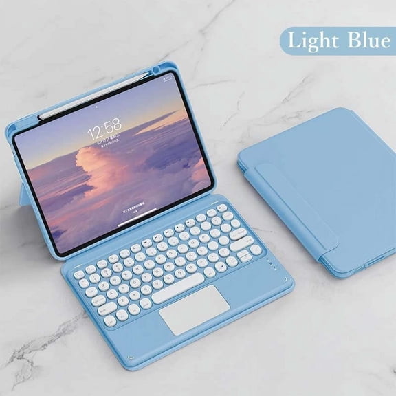 JINRAN Magnetic Case for iPad 9th 8th 7th Generation Air 3rd Gen Pro 10.5" Vertical Keyboard Case with Touchpad Cute Color Keyboard Detachable Clear Back Cover with Pencil Holder