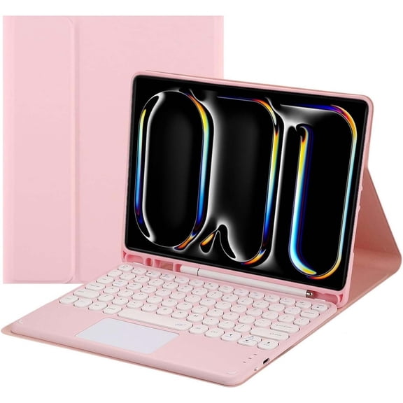 JINRAN Touch Keyboard Case for iPad Pro 13 Inch 2024 (M4) with Pencil Holder - Magnetically Detachable Touch Bluetooth Keyboard