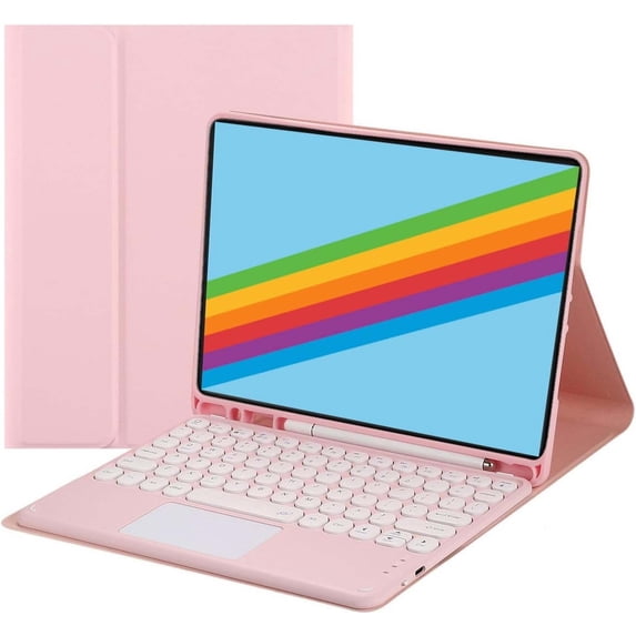 JINRAN Touch Keyboard Case for iPad 9th / 8th / 7th Generation (2021/2020/2019) 10.2 Inch, with Pencil Holder - Magnetically Detachable Touch Bluetooth Keyboard