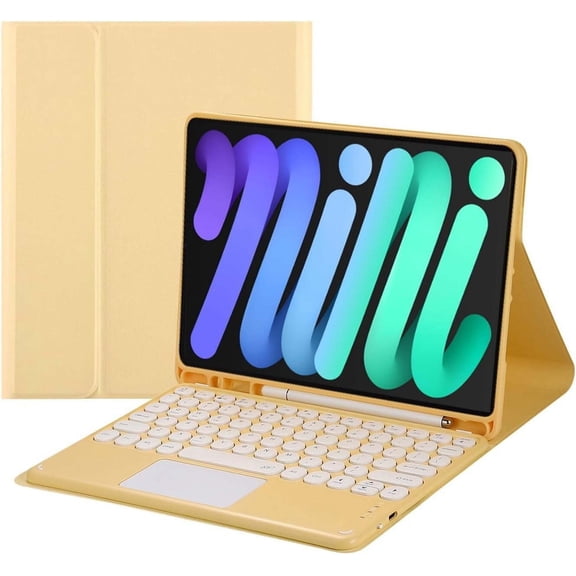JINRAN Touch Keyboard Case for iPad Mini 7 (A17 Pro)/Mini 6th Generation Case 8.3 inch (2024/2021) with Pencil Holder - Magnetically Detachable Touch Bluetooth Keyboard