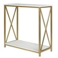 thumbnail image 1 of JINS&VICO 2-Tier Console Table White , Gold Sofa Entry Table with Faux Marble Top and Gold Metal Frame for Home, 1 of 7