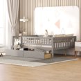 thumbnail image 1 of JINS & VICO Full Size Daybed with Two Drawers, Solid Wood Bed Frame with Fence Rails,Gray, 1 of 9